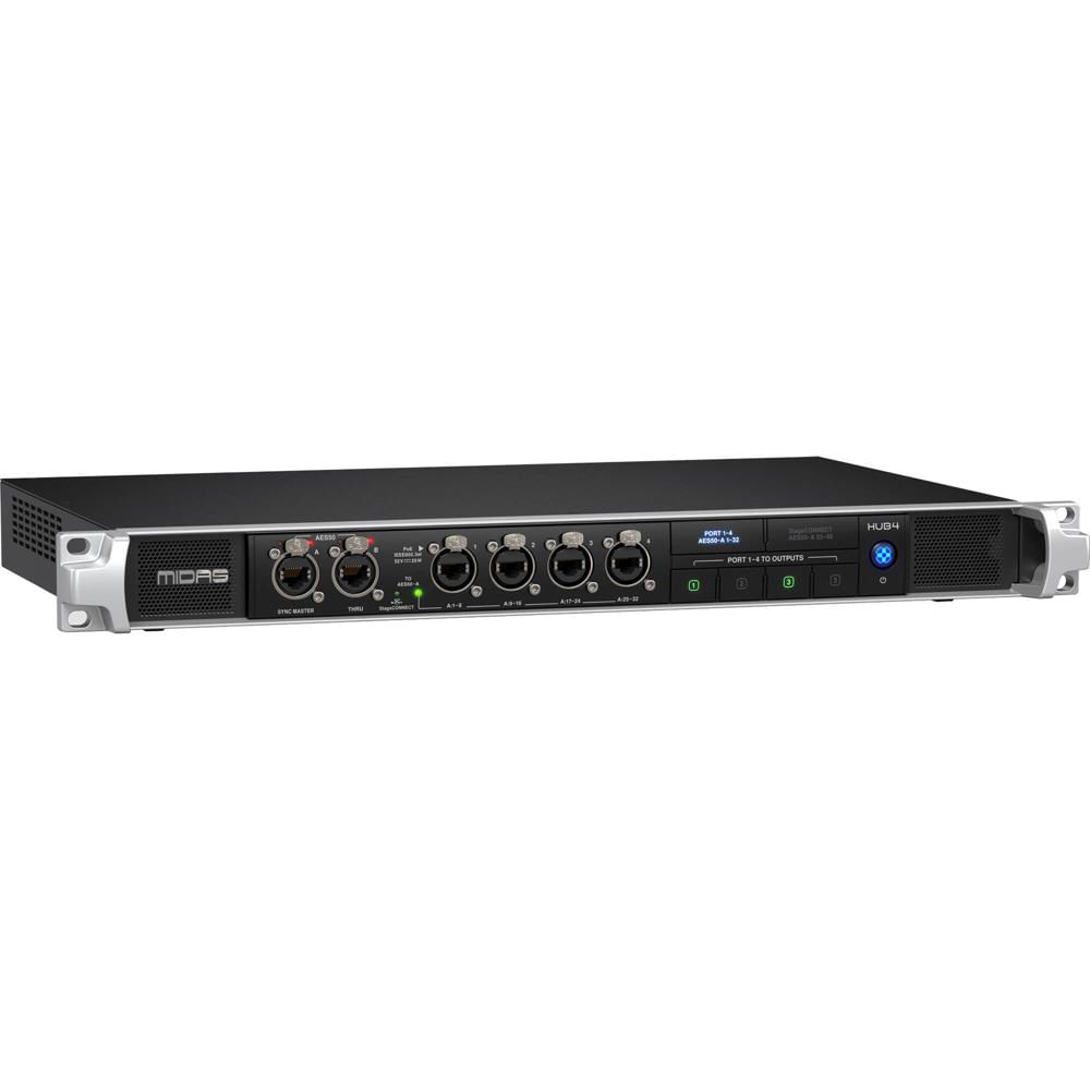 Midas HUB4 Sistema de Monitoreo con 4 Puertos PoE para Mezcladores Personales y Cajas de E