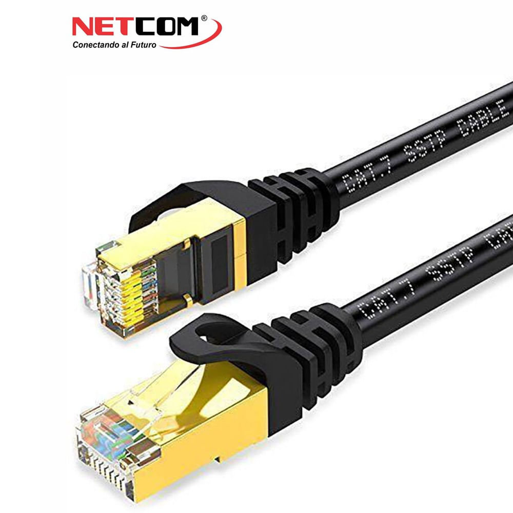 Cable de Red Cat 7 Netcom Rj45 10 Gbps 60 Metros Patch Cord de Cobre