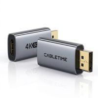 Adaptador DisplayPort Macho a HDMI Hembra 4K a 60Hz CABLETIME de Aluminio