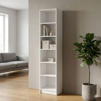 Estante Librero Biblioteca Angosto Melamina Blanco - Muebleo.pe