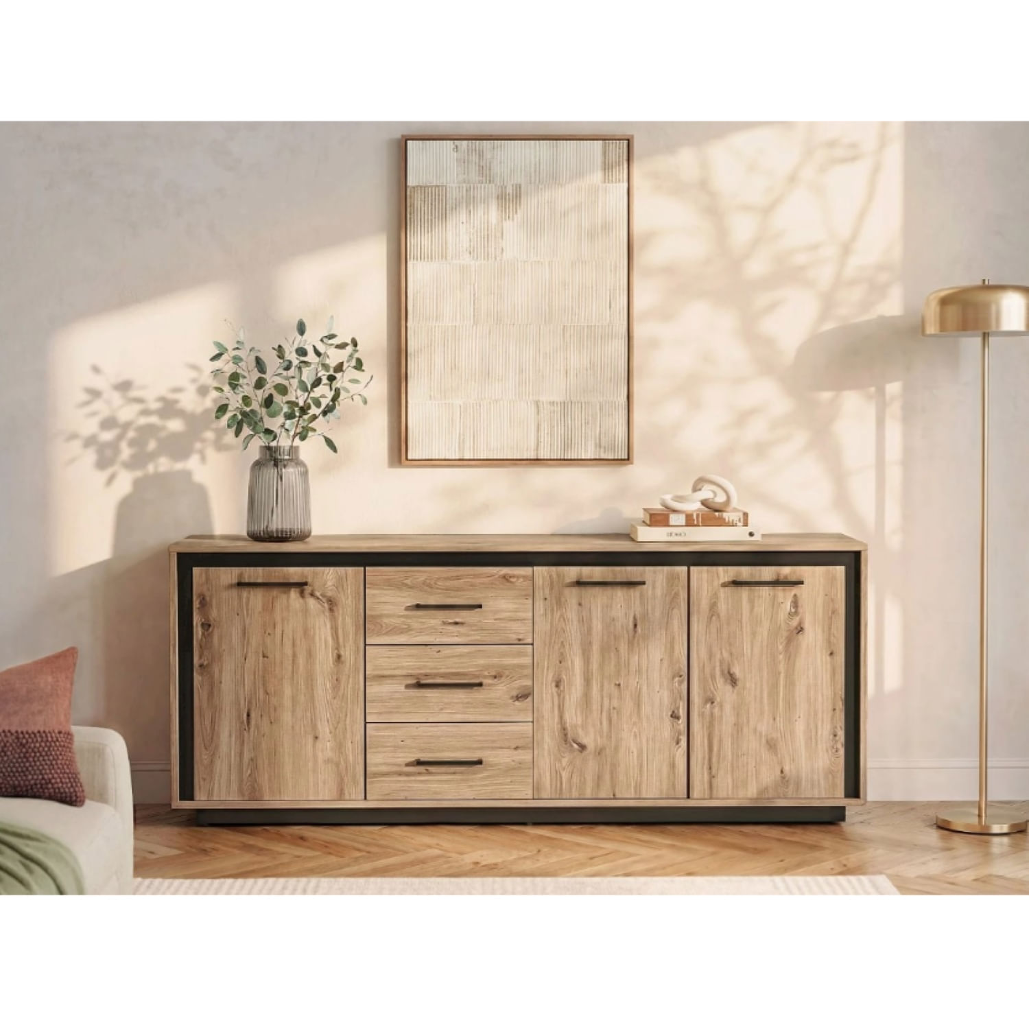 APARADOR FREDER 3 PUERTAS 3 CAJONES ROBLE 180cm