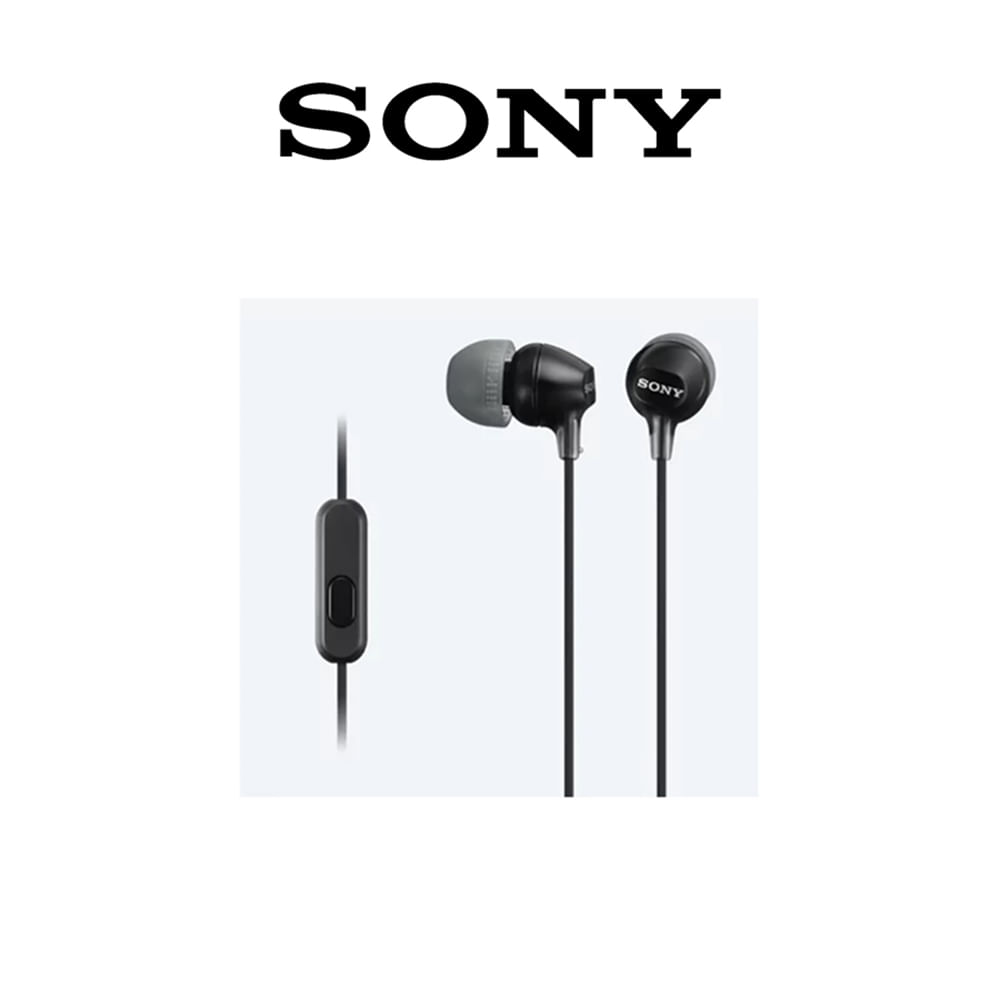 Audífonos In Ear Sony MDR-EX15AP con Micrófono 3.5 mm Sonido Potente Negro
