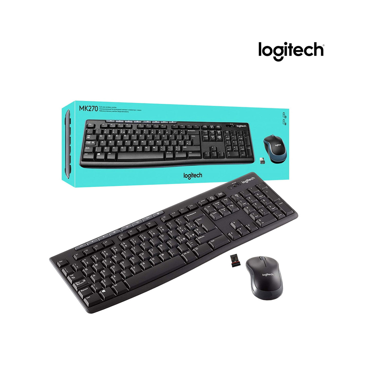 Kit Teclado y Mouse Logitech MK270 Inalámbrico Español Receptor USB Negro