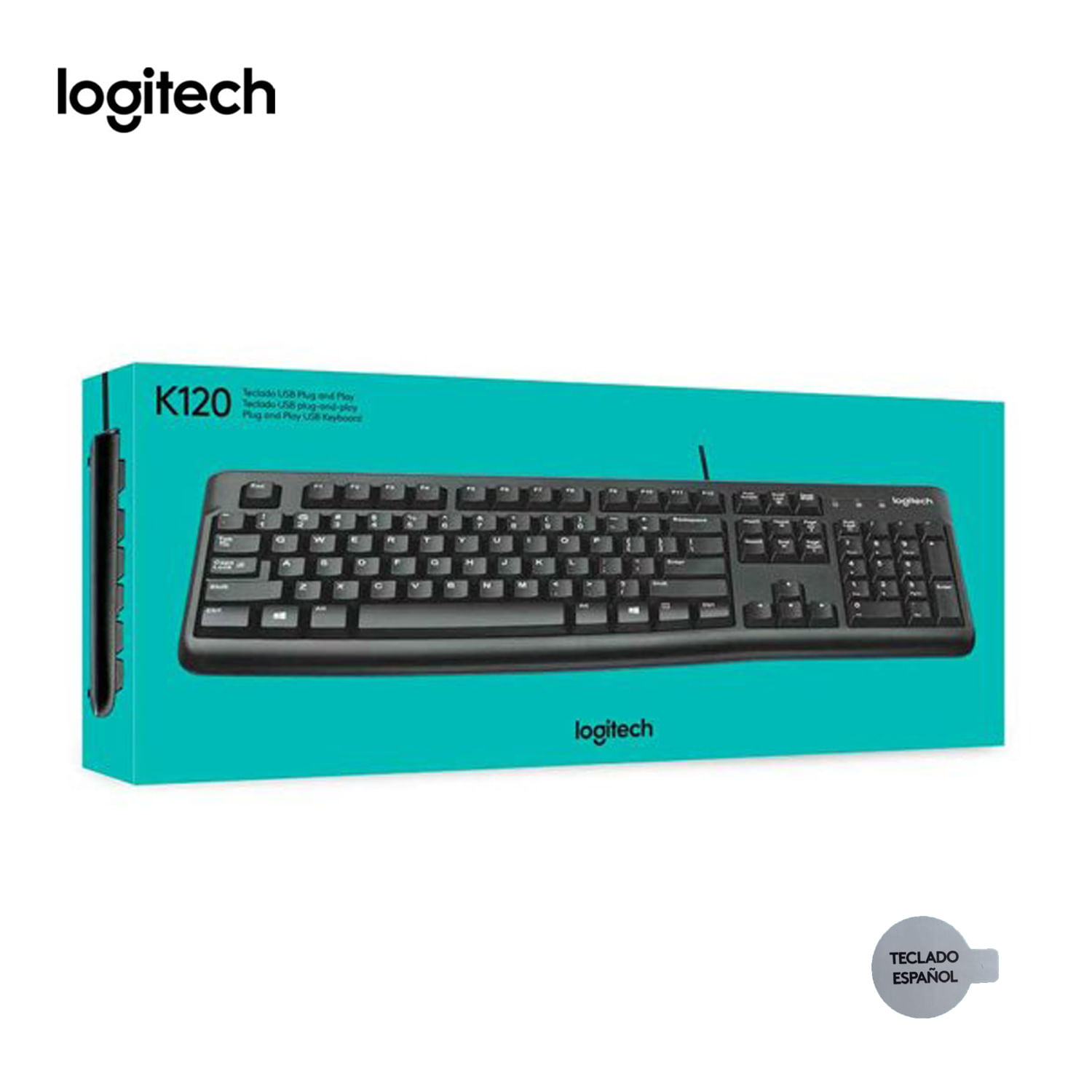 Teclado Logitech K120 USB Español Resistente a Salpicaduras Negro