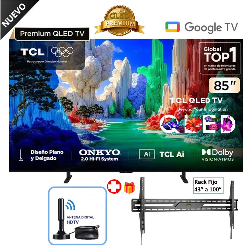 Televisor TCL 85 Qled Premium 85A400 Ultra HD 4K Google TV - Rack Fijo