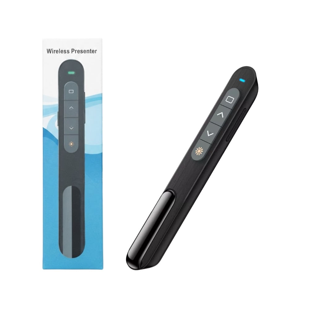 Presentador Inalambrico PowerPoint 2 en 1 con Laser y Receptor Dual USB-A y USB-C 80 M