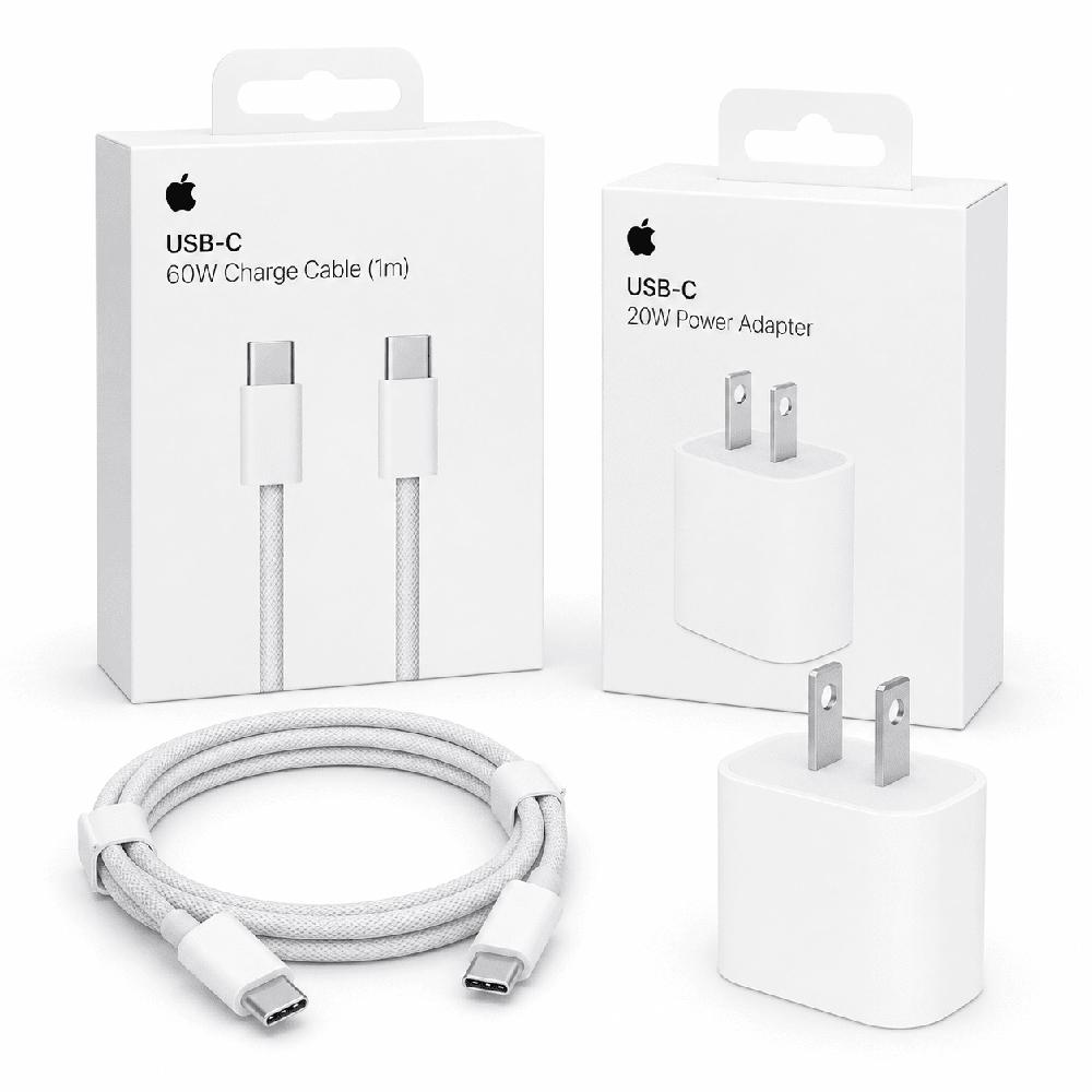 Combo Adaptador 20W y Cable Tipo C a C de 1m para iPhone