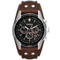 Reloj Fossil Coachman CH2891 Fecha Cronómetro Correa Cuero Marrón Dial Negro