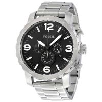 Reloj Fossil Nate JR1353 Fecha Cronómetro Acero Inoxidable Dial Negro