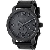 Reloj Fossil Nate JR1354 Fecha Cronometro Correa de Cuero Negro