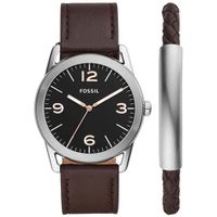 Reloj Fossil Ledger BQ2465SET Set con Pulsera Correa de Cuero Marrón