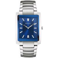 Reloj Bulova 96A169 de Lujo Fecha Acero Inoxidable Plateado Dial Azul