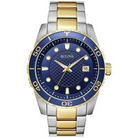 Reloj Bulova 98A200 Fecha Acero Inoxidable Plateado Doradon Dial Azul