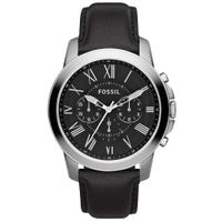 Reloj Fossil Grant FS4812 Cronómetro Correa de Cuero y Dial Negro