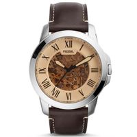 Reloj Fossil Grant ME3122 Automático Correa Cuero Marrón Dial Beige
