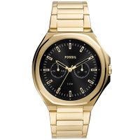 Reloj Fossil Evanston BQ2611 Multifuncional Acero Inoxidable Dorado Dial Negro