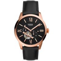 Reloj Fossil Townsman ME3170 Automático Acero Rose Gold Correa de Cuero Negro
