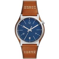Reloj Fossil Barstow FS5524 Fecha Correa de Cuero Dial Azul