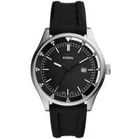 Reloj Fossil Belmar FS5535 Fecha Acero Inoxidable Correa de Silicona y Dial Negro