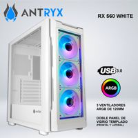 CASE ANTRYX RX 560 WHITE ARGB FAN X3 VIDRIO TEMPLADO AC-RX560W