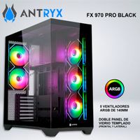 CASE ANTRYX FX 970 PRO BLACK 2 VIDRIO TEMPLADO  ARGB FAN 140MM X5