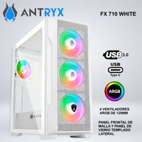 CASE ANTRYX FX 710 WHITE ARGB FAN X4 USB TIPO-C ACFX710W