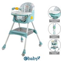 Silla de comer Ebaby Lulu Verde Con Ruedas Doble bandeja