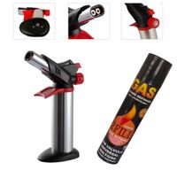 Kit Soplete Flameador Profesional Cocina Recargable Doble Cañon mas Gas Butano