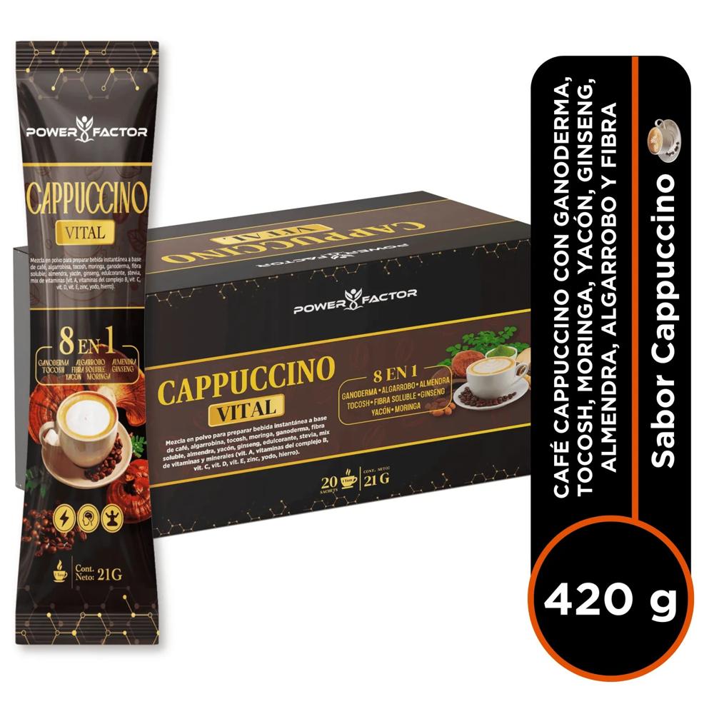 SUPLEMENTO POWER FACTOR CAPPUCCINO VITAL 8 EN 1 - 20 SACHETS DE 21 GR
