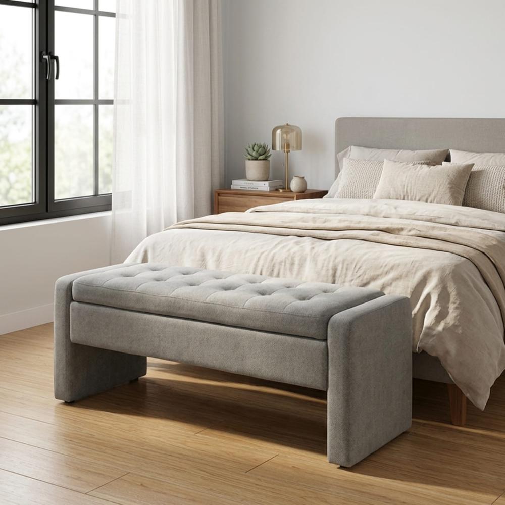 Banqueta Matrimonial Aurelia Gris Plata Coricha Home