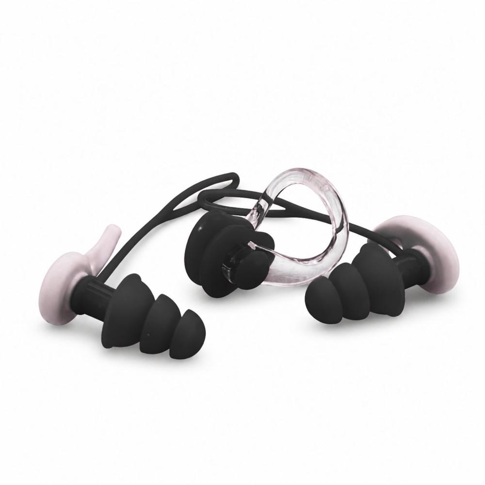 Set de Tapones de Oído y Clip Nasal Pro para Natación Negro