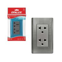 Tomacorriente Universal Doble 2 Polos + Línea a Tierra 15A 125–250V AC con Dado de 7 cm OPALUX