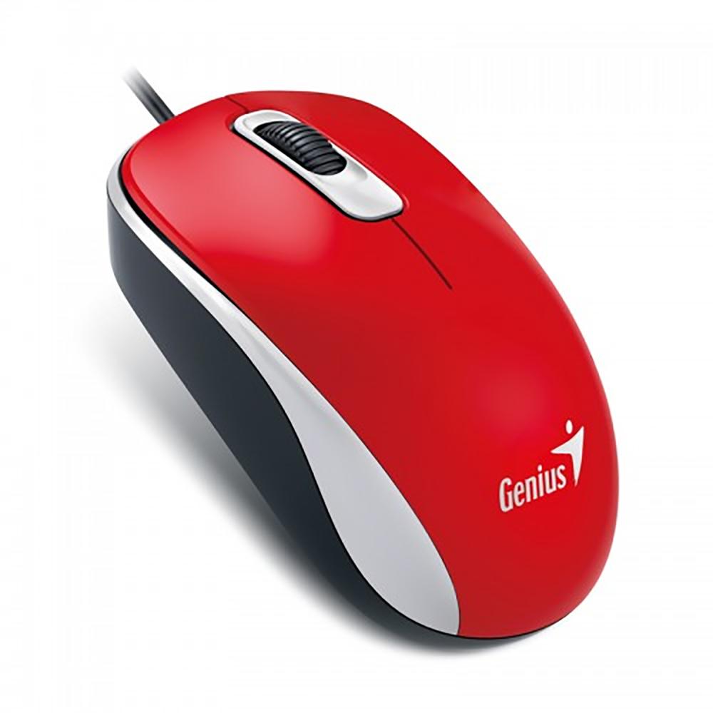 Mouse Alámbrico Genius DX-110 Rojo USB Óptico 1000 DPI Ambidiestro para PC y Laptop
