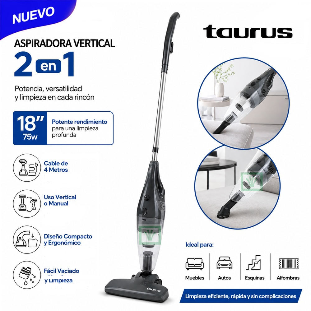 Aspiradora Vertical 2 en 1 Taurus TVC-1000G