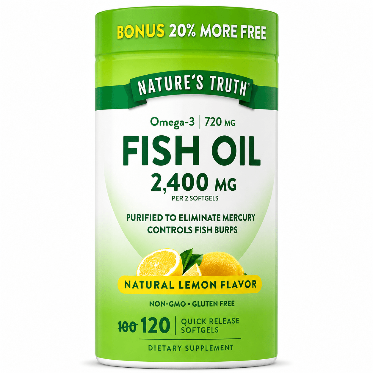 Omega 3 Fish Oil 2400 mg con esencia de limón