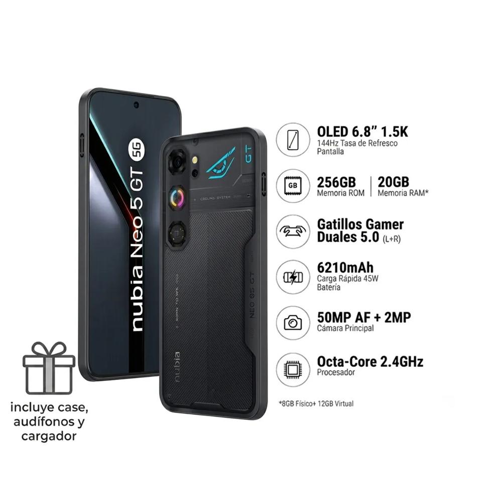 Celular ZTE NUBIA NEO 5 GT 5G 8GB ram 256GB Negro