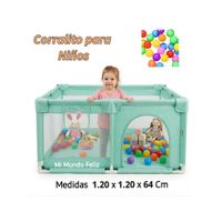 Corral Para Bebe Niños Cuadrado Entrada Lateral Aqua