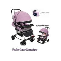 Coche para Bebe Mecedora Reclinable Rosa  con Cubrepies