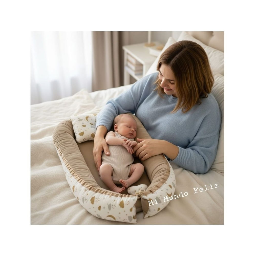 Cuna Colecho Bebe Con Almohada Pima  BEIGE