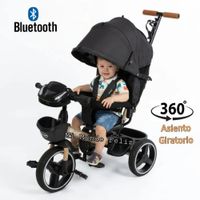 Triciclo para Niños Asiento Giratorio Bluetooth y Usb Negro