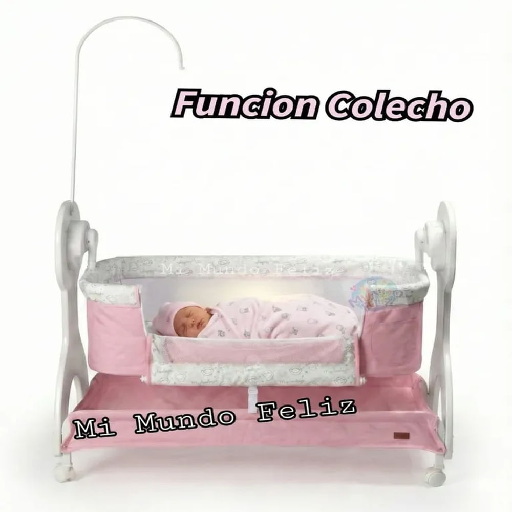 CUNA DE BEBE ELECTRICA MECEDORA COLECHO ROSA