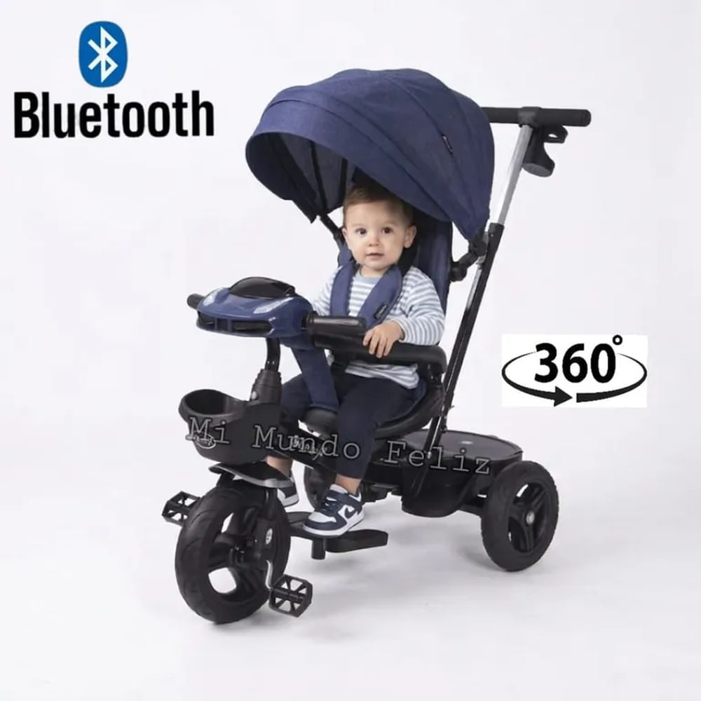 Triciclo para Niños Asiento Giratorio Bluetooth Blue