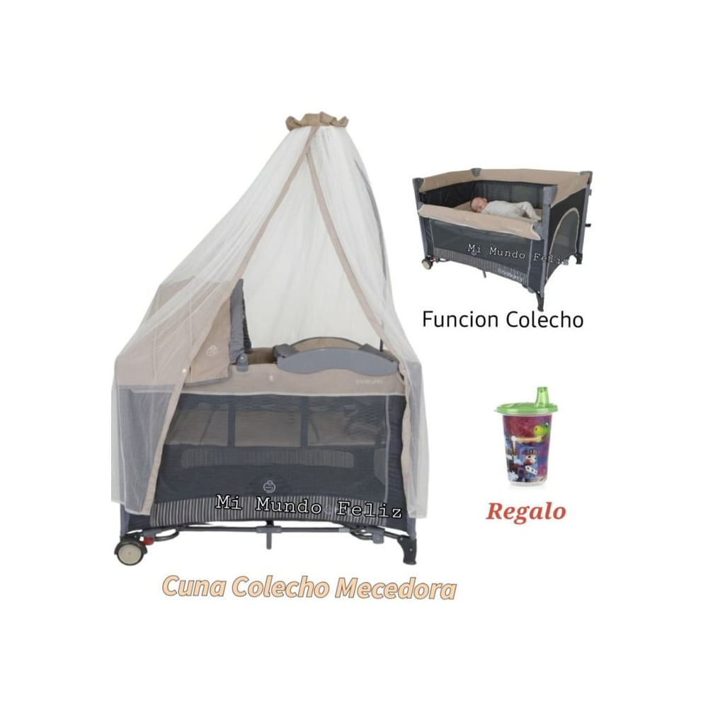 Cuna Corral de Bebe con Colecho Mecedora Beige