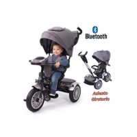 Triciclo para Niños Asiento Giratorio Bluetooth Gris