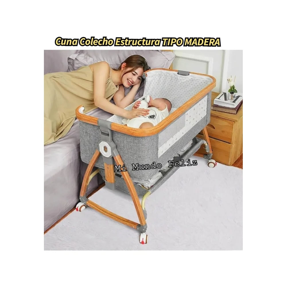 Cuna Colecho para Bebe Funcion Antireflujo 6 Niveles Tipo Madera