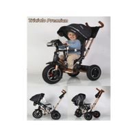 Triciclo para Niños Asiento Giratorio Bluetooth Negro