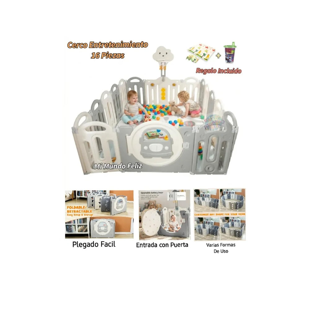 Corral Corralito para  Bebe Niños Bebe 2026 Car Gray