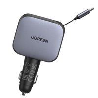 Cargador de Auto Ugreen 60W con Cable Retráctil USB-C y Puertos USB-A Type-C 55212B