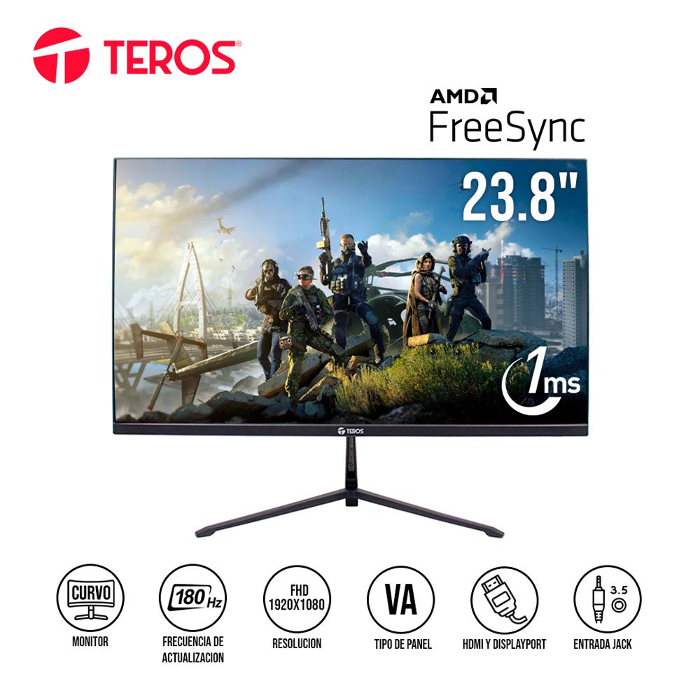 Monitor Curvo Gaming TEROS TE-2476G 23.8"" VA FHD 1920x1080 180Hz 1ms HDMI DP Negro