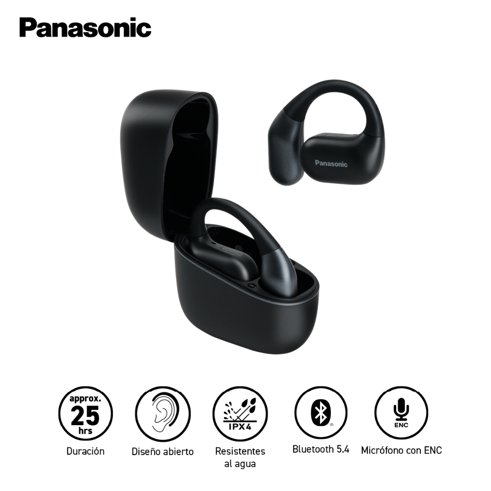 AUDÍFONOS INALÁMBRICOS PANASONIC RB-F10DE-K OPEN EAR BLUETOOTH - Negro